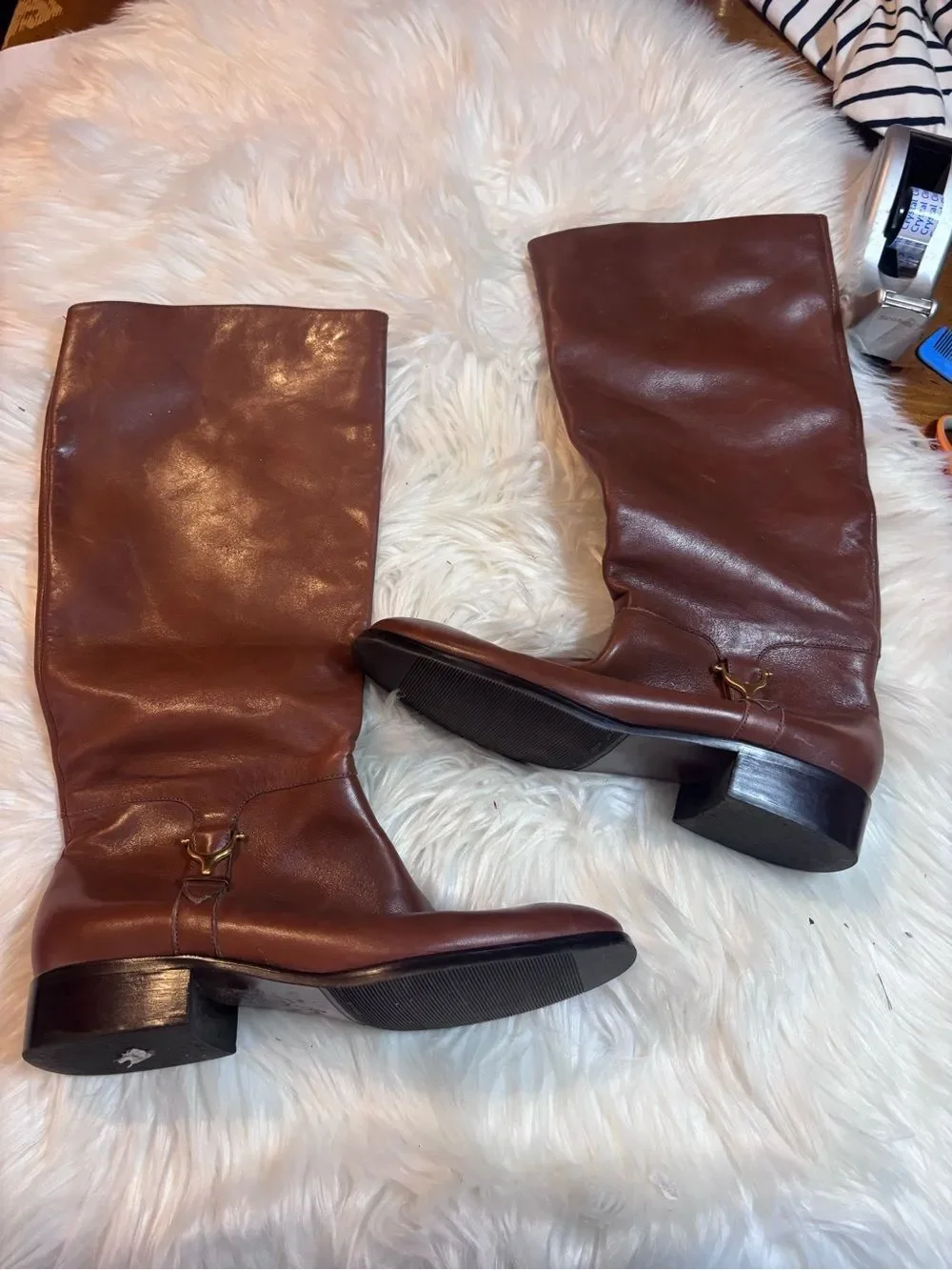 Etienne Aigner Brown Leather Over-the-Knee Riding Boots
